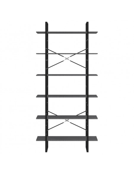 Scaffale Alto Grigio 100x30x210 cm in Legno Massello di Pino