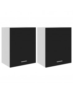 Mobili Pensili 2 pz Neri 50x31x60 cm in Legno Multistrato 2