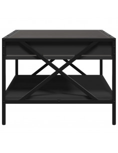 Tavolino da Salotto con LED Infinity Nero 70x50x38 cm 2