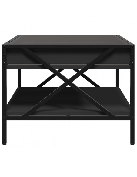 Tavolino da Salotto con LED Infinity Nero 70x50x38 cm