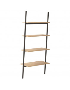 Scaffale Pendente 4 Livelli Marrone Chiaro e Nero 64x34x150,5cm