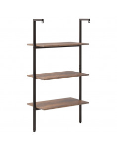 Scaffale Pendente 3 Livelli Marrone Scuro e Nero 64x35x120,5 cm