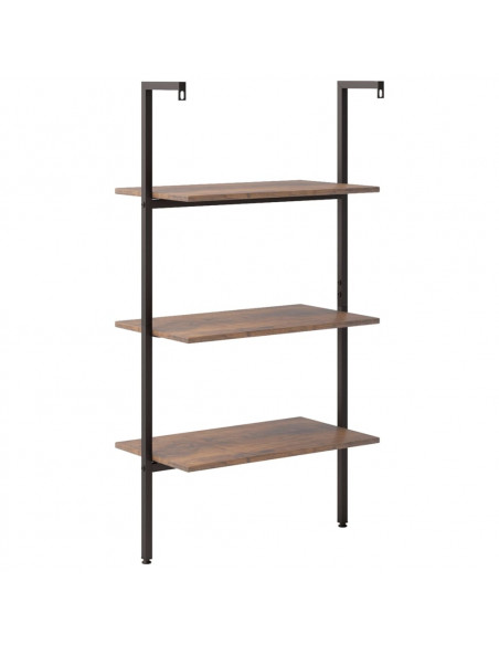 Scaffale Pendente 3 Livelli Marrone Scuro e Nero 64x35x120,5 cm
