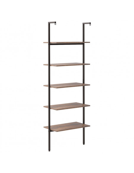 Scaffale Pendente 5 Livelli Marrone Scuro e Nero 64x35x185 cm