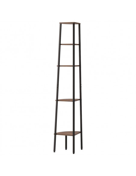 Scaffale Angolare 5 Livelli Marrone Scuro Nero 45,5x31,5x180 cm