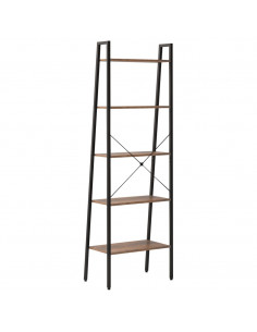 Scaffale Autoportante 5 Ripiani Marrone Scuro Nero 56x35x174 cm