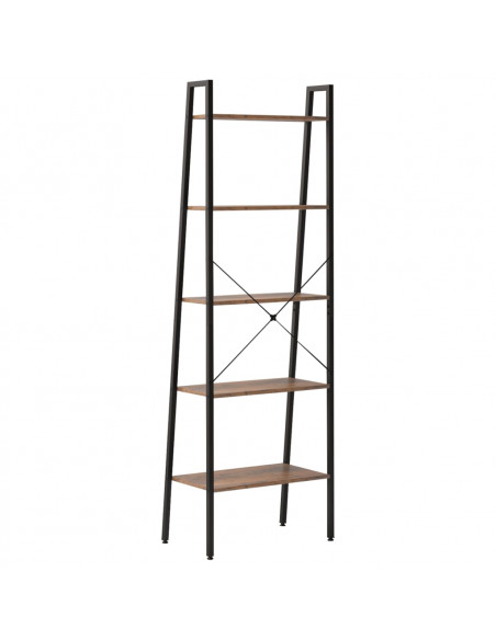 Scaffale Autoportante 5 Ripiani Marrone Scuro Nero 56x35x174 cm