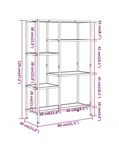 Scaffale per Libri 80x30x120 cm Acciaio e Legno Multistrato
