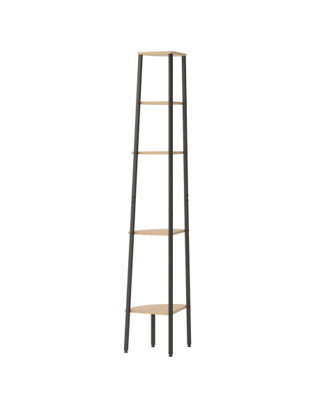 Scaffale Angolare 5 Livelli Marrone Chiaro Nero 45,5x31,5x180cm