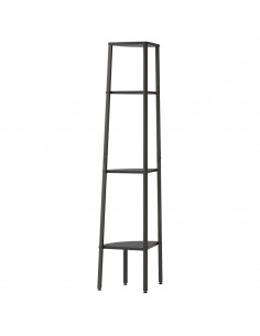 Scaffale Angolare a 4 Livelli Nero 45,5x31,5x150 cm