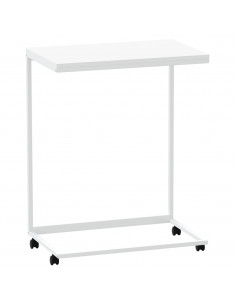 Tavolino con Ruote Bianco 55x35x70 cm in Legno Multistrato 2