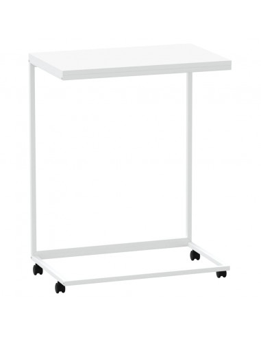 Tavolino con Ruote Bianco 55x35x70 cm in Legno Multistrato