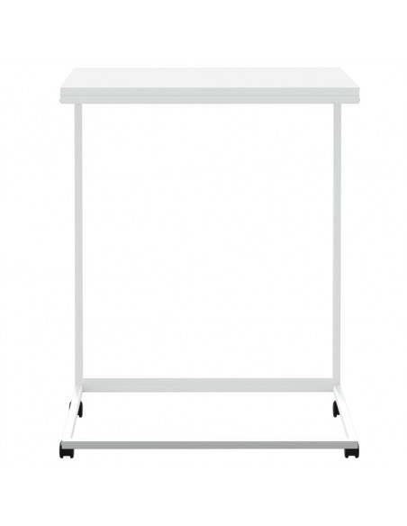 Tavolino con Ruote Bianco 55x35x70 cm in Legno Multistrato