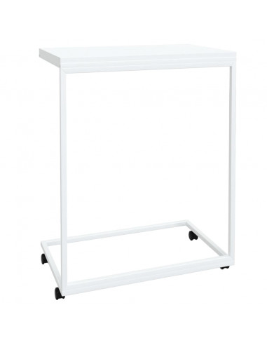 Tavolino con Ruote Bianco 55x35x70 cm in Legno Multistrato