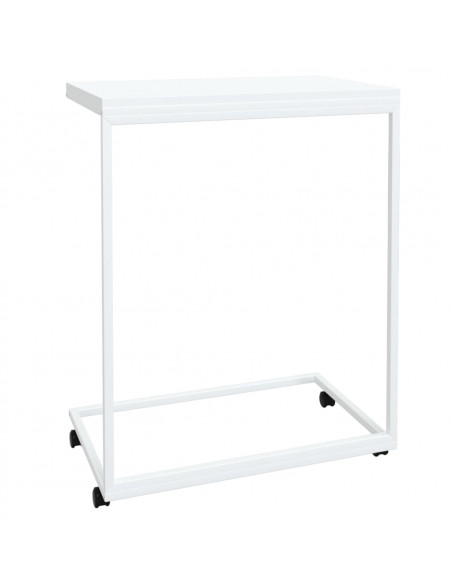 Tavolino con Ruote Bianco 55x35x70 cm in Legno Multistrato