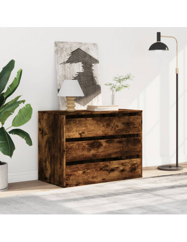 Cassettiera Angolare Rovere Fumo 80x41x58cm Legno Multistrato