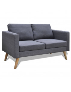 Set Divani a 2 e a 3 Posti in Tessuto Grigio Scuro