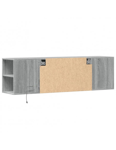 Mobile TV a Parete con Luci LED Grigio Sonoma 135x31x39,5 cm