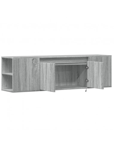 Mobile TV a Parete con Luci LED Grigio Sonoma 135x31x39,5 cm