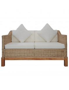 Set di Divani 2 pz con Cuscini in Rattan Naturale