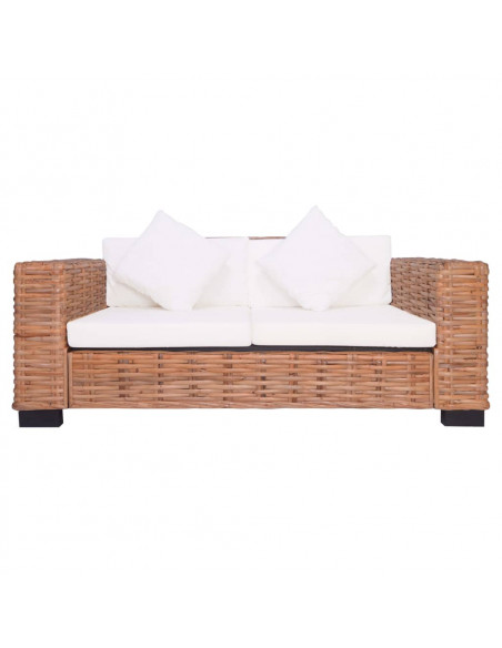 Set Divani 3 pz con Cuscini in Rattan Naturale