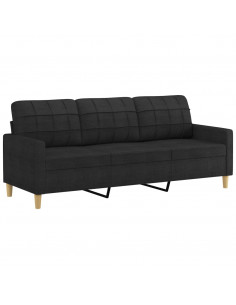Set di Divani 3 pz con Cuscini Nero in Tessuto