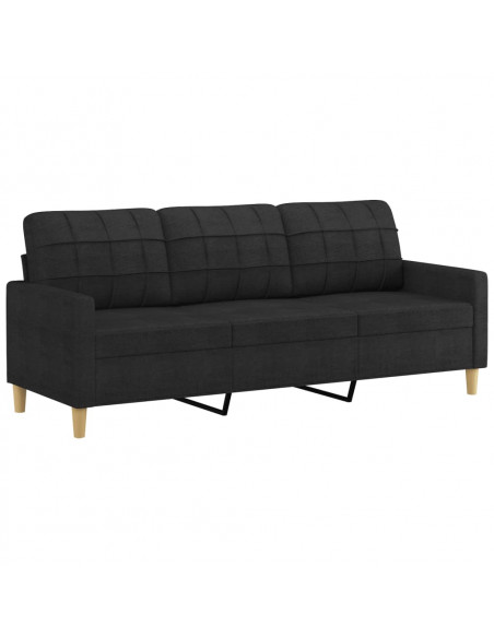 Set di Divani 3 pz con Cuscini Nero in Tessuto