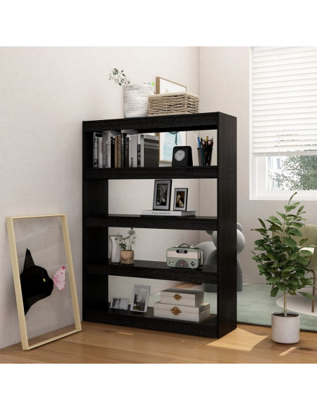 Libreria/Divisorio Nero 100x30x135,5 cm in Legno di Pino