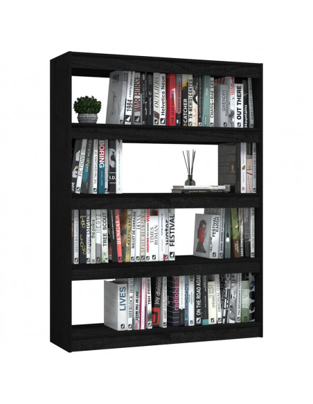 Libreria/Divisorio Nero 100x30x135,5 cm in Legno di Pino