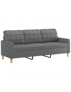 Set di Divani 3 pz con Cuscini Grigio Scuro in Tessuto
