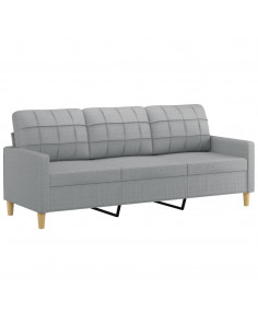 Set di Divani 3 pz con Cuscini Grigio Chiaro in Tessuto