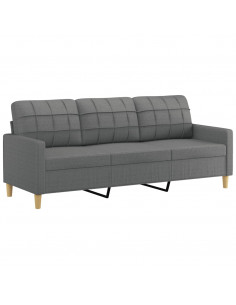Set di Divani 3 pz con Cuscini Grigio Scuro in Tessuto