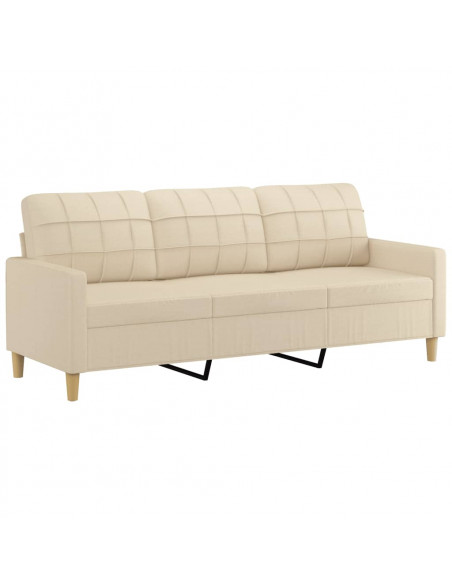 Set Divani 3 pz con Cuscini Crema in Tessuto