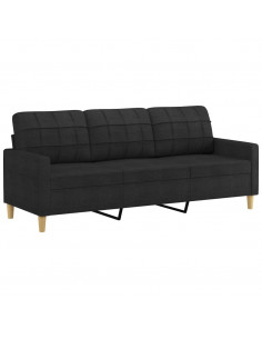 Set Divani 3 pz con Cuscini Nero in Tessuto