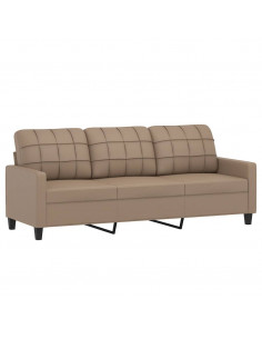 Set di Divani 3 pz con Cuscini Cappuccino in Similpelle