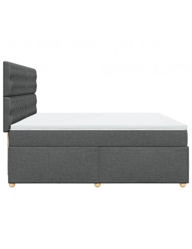 Giroletto a Molle con Materasso Grigio Scuro 200x200 cm Tessuto