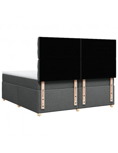 Giroletto a Molle con Materasso Grigio Scuro 200x200 cm Tessuto