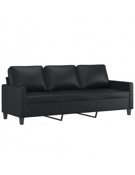 Set di Divani 4 pz con Cuscini Nero in Similpelle
