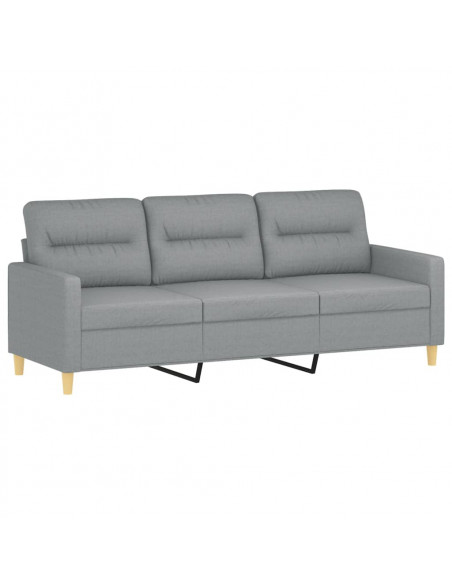 Set di Divani 3 pz con Cuscini Grigio Chiaro in Tessuto