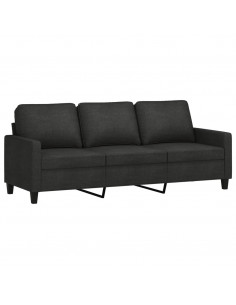 Set di Divani 4 pz con Cuscini Nero in Tessuto