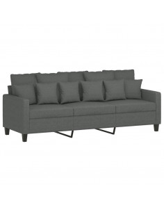 Set di Divani 4 pz con Cuscini Grigio Scuro in Tessuto