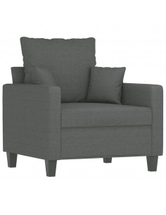 Set di Divani 3 pz con Cuscini Grigio Scuro in Tessuto