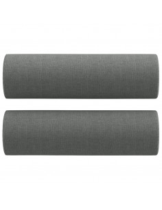 Set di Divani 2 pz con Cuscini Grigio Scuro in Tessuto