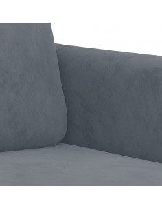 Set di Divani 3 pz con Cuscini Grigio Scuro in Velluto
