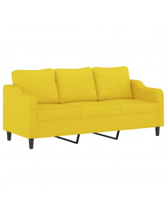 Set di Divani 3 pz con Cuscini Giallo Chiaro in Tessuto