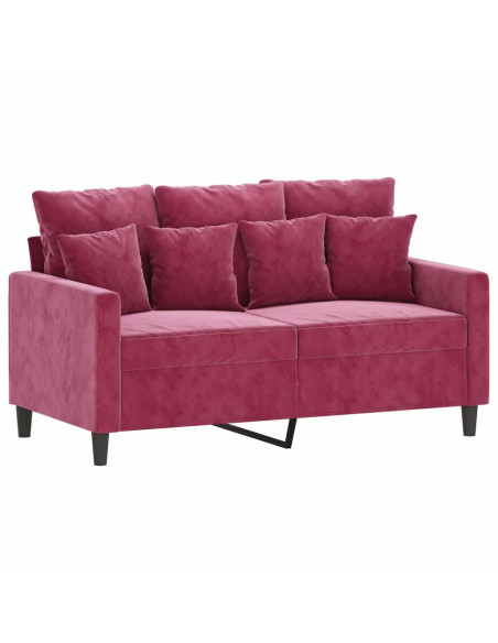 Set di Divani 3 pz con Cuscini Rosso Vino in Velluto