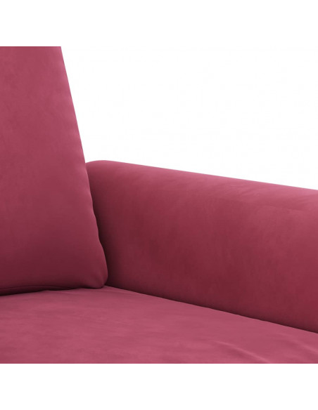 Set di Divani 2 pz con Cuscini Rosso Vino in Velluto