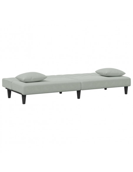 Set di Divani 2 pz con Cuscini Grigio Chiaro in Velluto
