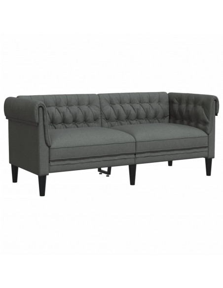 Set di Divani 3 pz Grigio Scuro in Tessuto