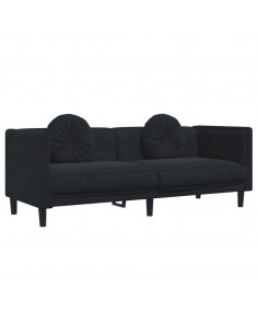 Set di Divani 2 pz con Cuscini Nero in Velluto
